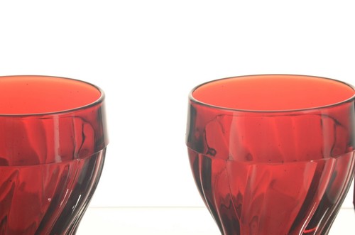 VTG Anchor Hocking Royal Ruby Swirl Glasses w Original Labels - Set of 4 - NOS - Picture 3 of 5