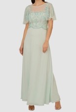 Adrianna Papell Women's Green Beaded Gown Dress Size 10