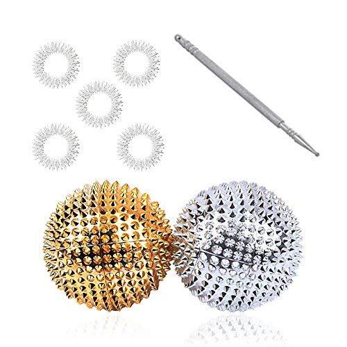 Acupressure Bio-Magnetic Balls with Jimmy (Steel) ,5 Sujok Finger Ring, Set of 2 - Picture 1 of 6