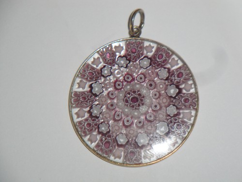 ANTICA MURRINA VENEZIANA PENDENTE VINTAGE VETRO DI MURANO ROSA ANTICO SU ARGENTO - Foto 6 di 7