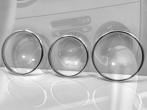 For Peugeot Bipper 2007- Polished Aluminum Heater Control Surrounds Rings 3pcs - Picture 3 of 8