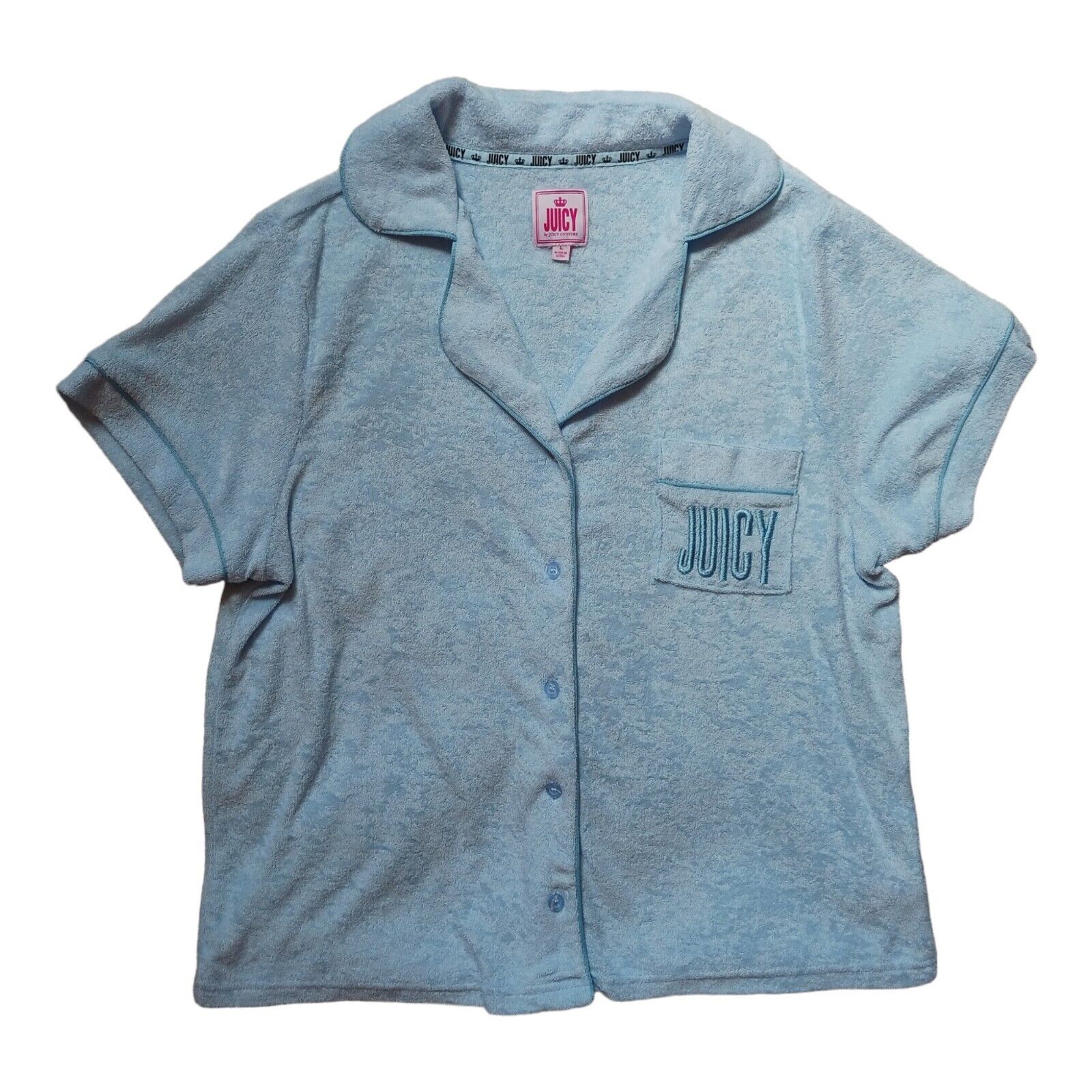 JUICY COUTURE Blue Velour Pajama Set Shorts Top W… - image 3