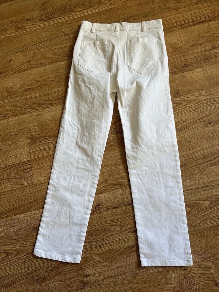 Pantalones de mezclilla EMERSON FRY blancos brillantes tiro alto pierna recta talla 2 Foto 4 de 4