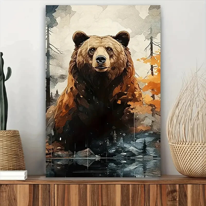 Grizzly Bear Wall Art Canvas Print Available Framed or Unframed