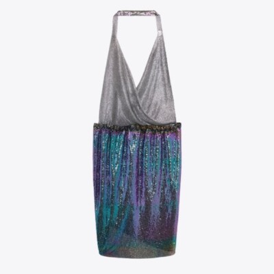 まぁ☆ ZARA WOMAN FW22 MULTICOLOR SHINY HALTER DRESS M-L 2855/205
