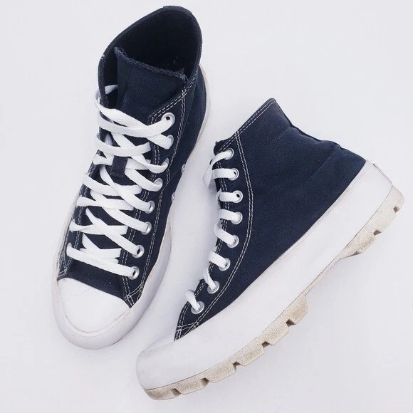 CONVERSE Sneaker Chuck Taylor All Star con plateau alte con lacci nere taglia 9