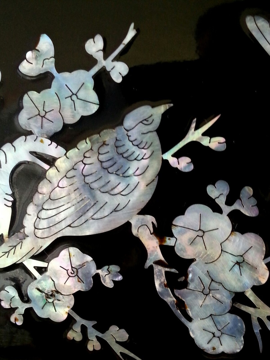 【 mku さま】vintage pottery case ❀ バラの絵 Vintage japanese lacquer with Mother of Pearl inlay jewelry
