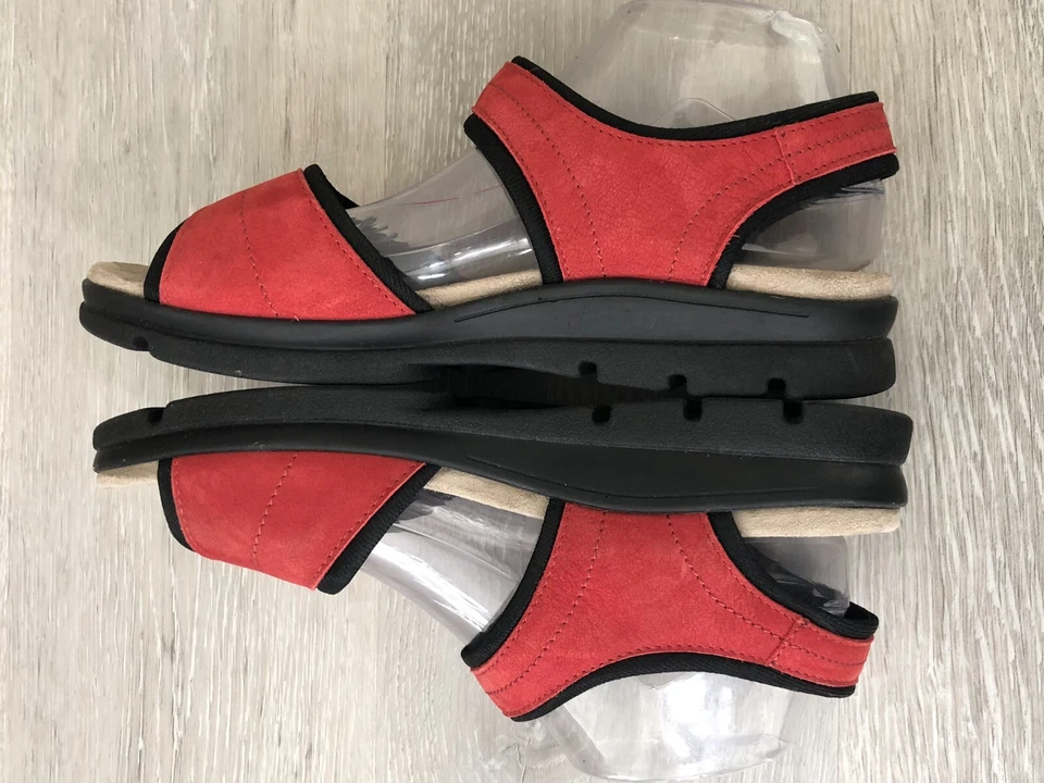 Flexus Womens Sandal Red Leather 11 Slip-On Casual Comfort Orthotic Shoes - Image 4 of 4