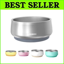 Durable 68oz Stainless Steel Dog Bowl with Non-Slip Rubber Base - All Breeds