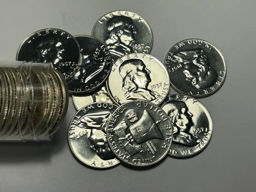 1957 PROOF FRANKLIN HALF DOLLAR ROLL / 20 COINS / SHARP ROLL
