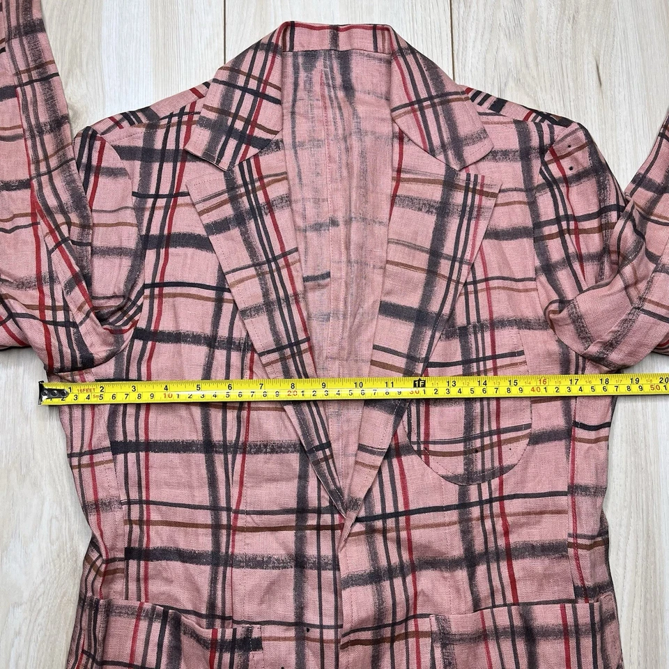 Blazer TONY SHIRTMAKERS Lino Arte Abstracto No Estructurado Sin Botones Para Hombres 36S Delgado Foto 3 de 4