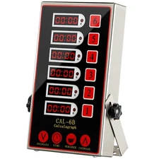 Commercial 6 Channel Kitchen Timer, Digital Stainless Steel Restaurant Timer ...