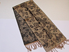 V. FRAAS Germany CASHMINK SCARF Luxury Soft Warm PAISLEY FLORAL Brown FRINGE