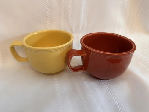 Set of 2 Fiesta by Homer Laughlin Sunflower & Paprika Jumbo Mug Cup Soup Bowl