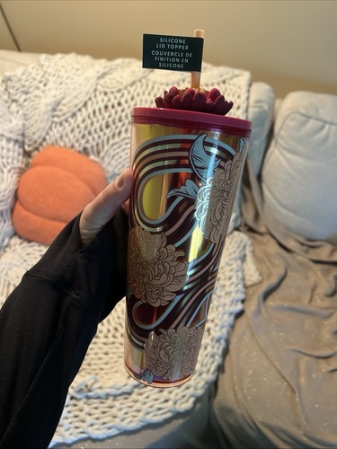 Nuevo 2024 Starbucks Flor de Loto Tapa de Silicona Topper Taza Fría 24oz Vaso - Imagen 7 de 9