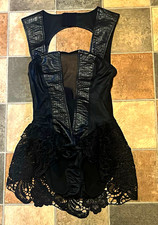 Women  s Black Lace Sheer Stretch Bodysuit, Size S Regular, Wireless