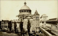 RPPC Boston MA First Church of Christ Scientist antique cars real photo postcard