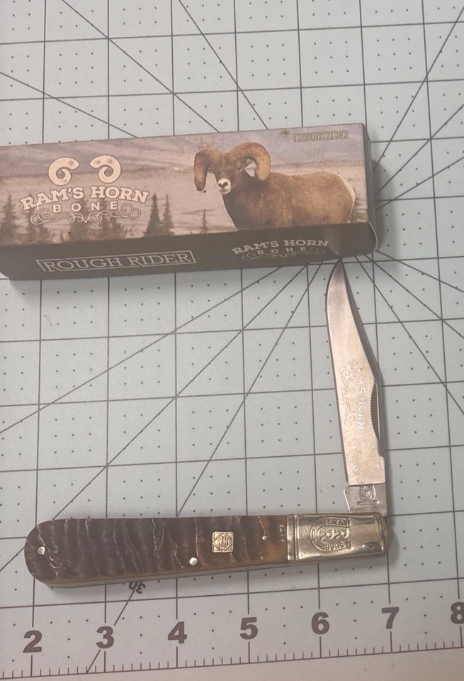 Navaja de bolsillo Rough Rider Rams Horn Big Daddy Barlow RR1595 hoja plegable Foto 2 de 4