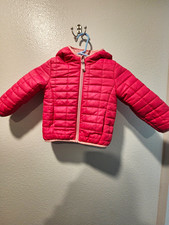 Cat Jack Girls Pink Hooded Full Zip Puffer Jacket, Size 2T