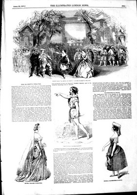 Alter antiker Druck 1851 Portici Majestät Theater Masaniello Elvira Fenella 19.