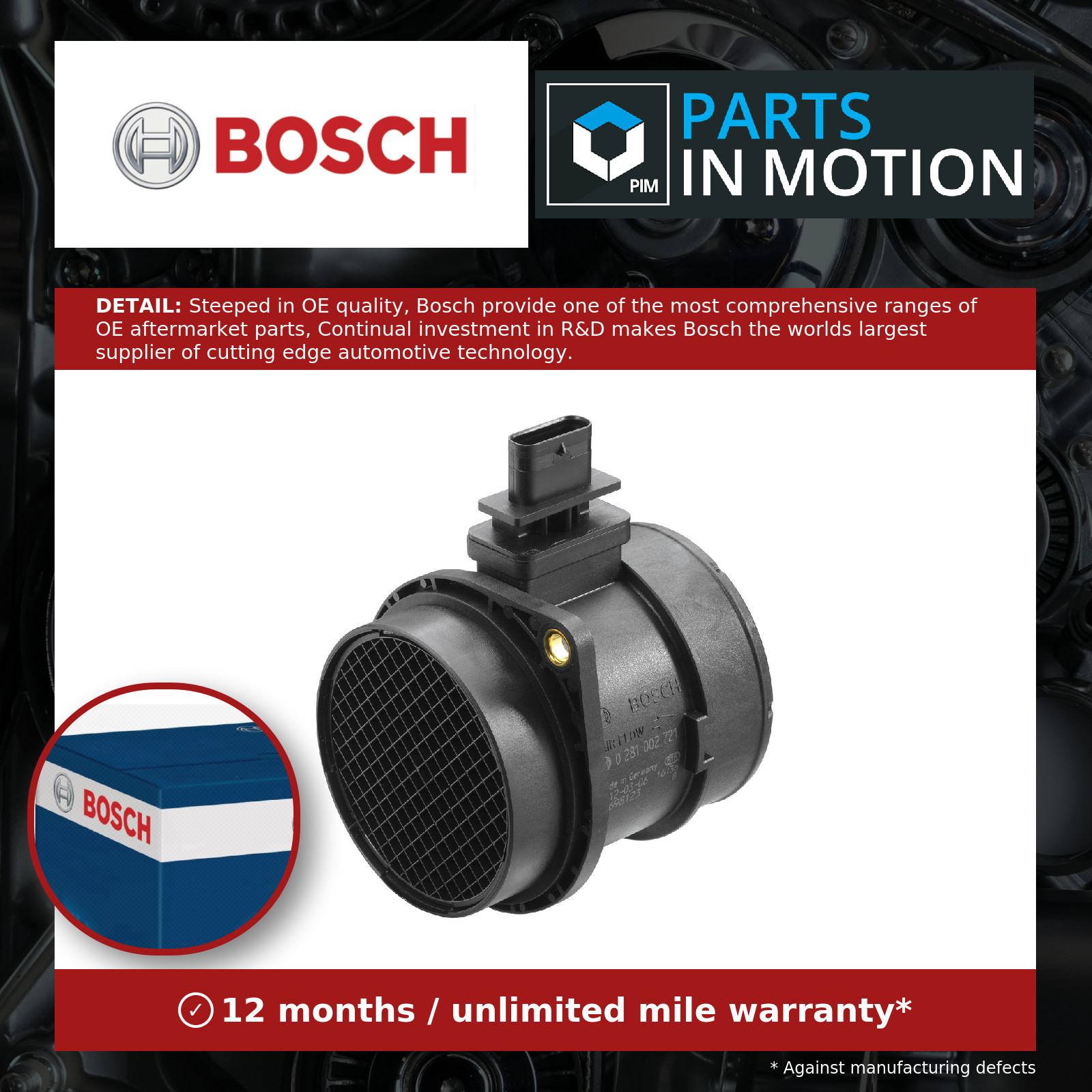 Air Mass Sensor fits HYUNDAI i800 TQ 2.5D 08 to 21 D4CB Flow Meter Genuine Bosch