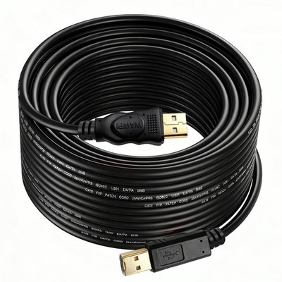 USB Cable 25 Ft Gold-Plated USB 2.0 Cable - A-Male to B-Male - Printer/Scanner-2