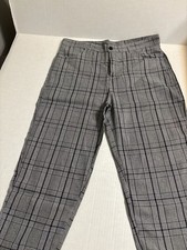 SHEIN women’s Black and White Plaid Tartan Print Straight Leg Pants Size Large