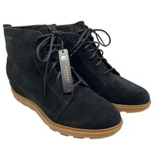 Sorel Boots Womens Sz 11 Evie II Waterproof Suede Leather Lace Up Ankle Black