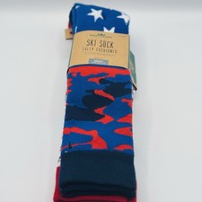 Alpine Design Men's Size L Large Neo Snowsport Americana Blue Ski Socks 2 Pairs
