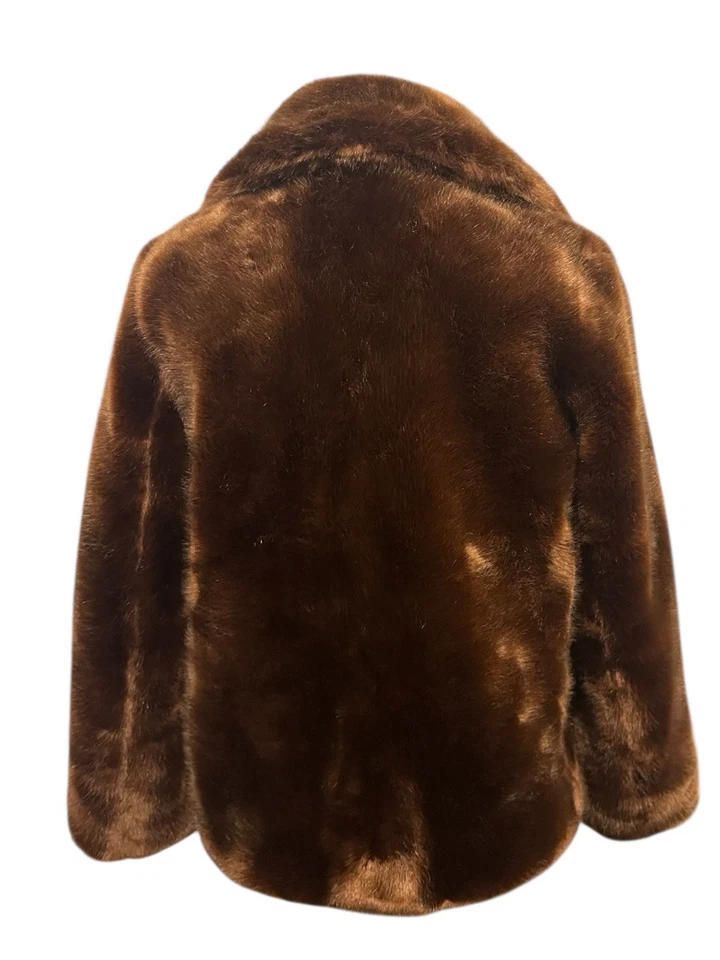 Chaqueta corta de piel sintética castaño talla pequeña Foto 2 de 4