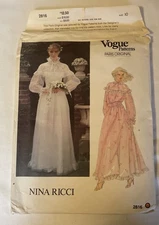 Vintage Vogue Pattern 2816 Nina Ricci Dress Pattern Size 10 Uncut