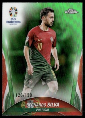 Bernardo Silva 126/150 2024 Topps Chrome UEFA EURO Neon Green Refractor Portugal