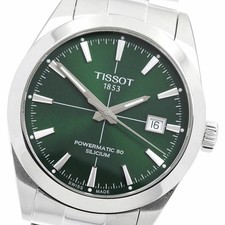 TISSOT WATCH T127407 GENTLEMAN POWERMATIC 80 DATE AUTOMATIC GREEN DIAL SS MEN'S