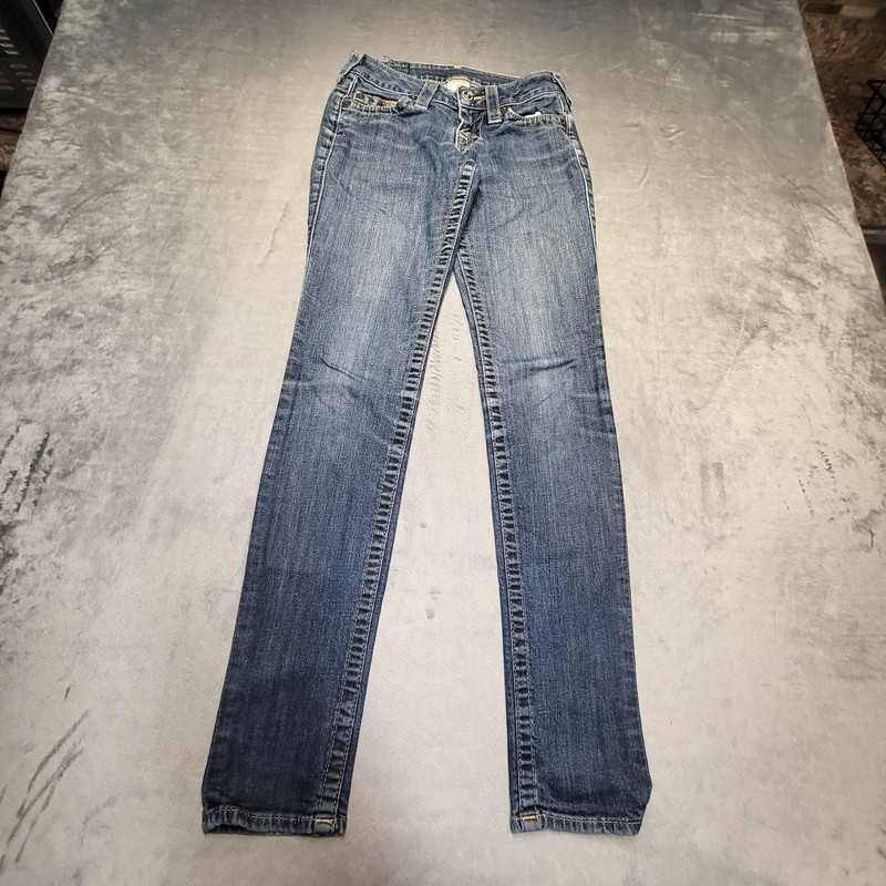 American Eagle Jeans Womens 24 Blue Skinny Slim Stretch Medium Wash 32 Inseam