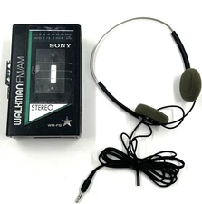 Vintage Sony Walkman WM-F12 FM/AM Stereo Cassette Player & Headphones Tested