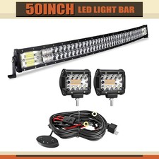 50" 288W Curved Spot Flood LED Light Bar 2Pcs 4 Inch 60W Fog Lights Wiring Kit