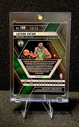 Jayson Tatum 2024-25 Panini Mosaic Bronze Checker #188 16/75 Boston Celtics - Picture 6 of 6