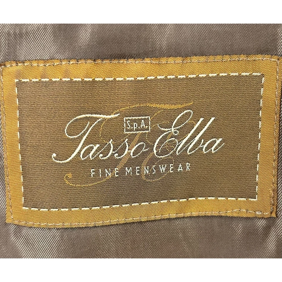 Chaqueta Blazer Tasso Elba Pata de Gallo Lana Mezcla Cachemira Marrón A Cuadros Talla 46R Foto 3 de 4