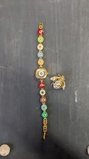Joan Rivers Gold Plated Enamel Evil Eye Reversable Watch & Evil Eye Bee Pin