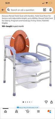 Raised Toilet Seat w/ Handles 400lb Deewow Elevated Toilet Seat Riser Adjustable