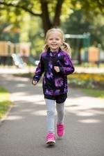 Adidas Girls Track Jacket Size 4 Purple Floral Full Zip 3-Stripe activewear cozy