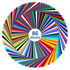 Permanent Adhesive Vinyl Bundle - 86 Pack Vinyl Sheets 12  x12  , Glossy, Matt...