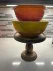 Vintage Pyrex 2 Bowls Mixing Citrus Orange/ Yellow 401 & 403 Nice