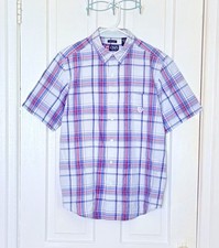 Chaps by Ralph Lauren Short Sleeve Plaid Button Up Mens Dress Shirt Large