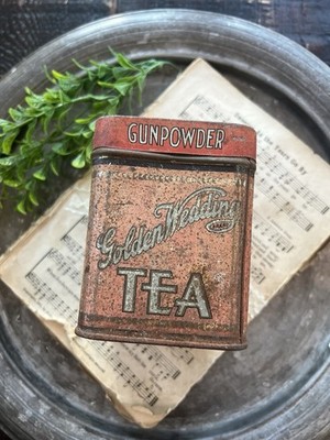 Vintage Rusty Golden Wedding Tea Tin