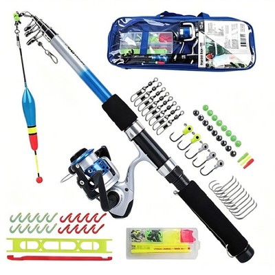 1,8m Teleskop Angelrute & Spinnrolle Combo Full Tackle Kit Anfänger Set