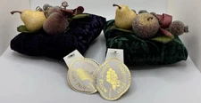Adorable! VTG Beaded Frosted Fruit Mini Jasmine Scented Sachet Pillows Rare 5x5”