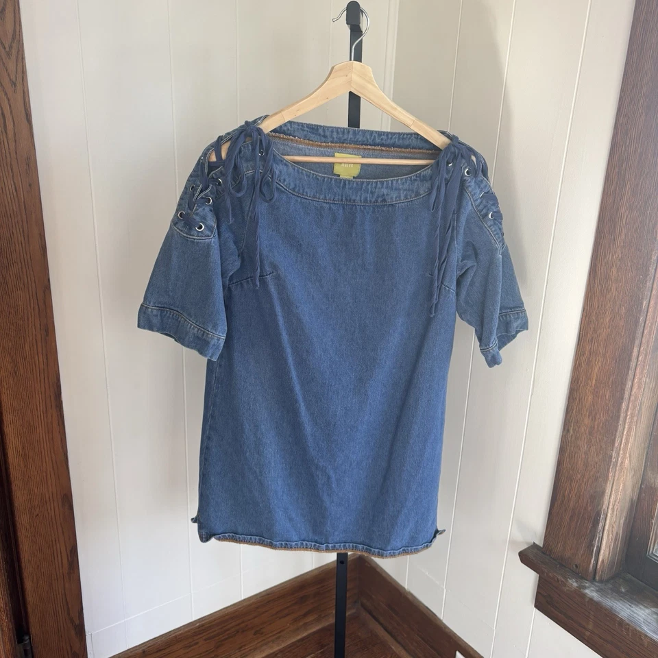 Vestido Anthropologie Maeve Denim Mini Cambio Country Con Cordones Hombros Para Mujer’s S Foto 2 de 4