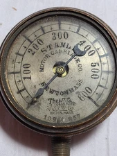 Antique brass Stanley Steamer motor carriage gauge Aston Valve Co. Boston Mass.