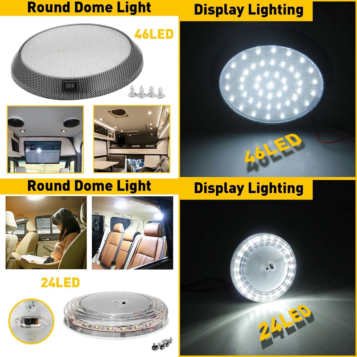 Universal 12V Car LED 46 Auto Truck Dome Interior Roof Light Ceiling White Lamps